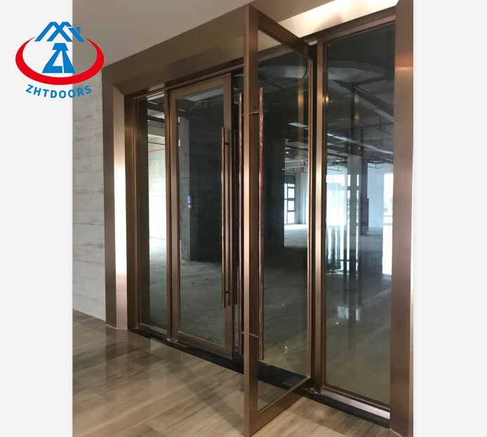 Aluminium Fire Resistant Full Glass Door for Hotel Commercial-ZTFIRE Door- Fire Door,Fireproof Door,Fire rated Door,Fire Resistant Door,Steel Door,Metal Door,Exit Door