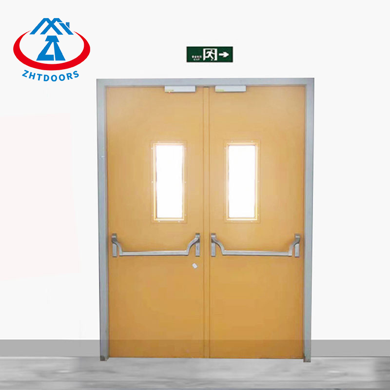 Fire Rated Steel Door En UL Bs Certified Steel Fire Door With Panic Push Bar-ZTFIRE Door- ປະຕູໄຟ, ປະຕູກັນໄຟ, ປະຕູໄຟໄຫມ້, ປະຕູທົນທານຕໍ່ໄຟ, ປະຕູເຫຼັກກ້າ, ປະຕູໂລຫະ, ປະຕູທາງອອກ
